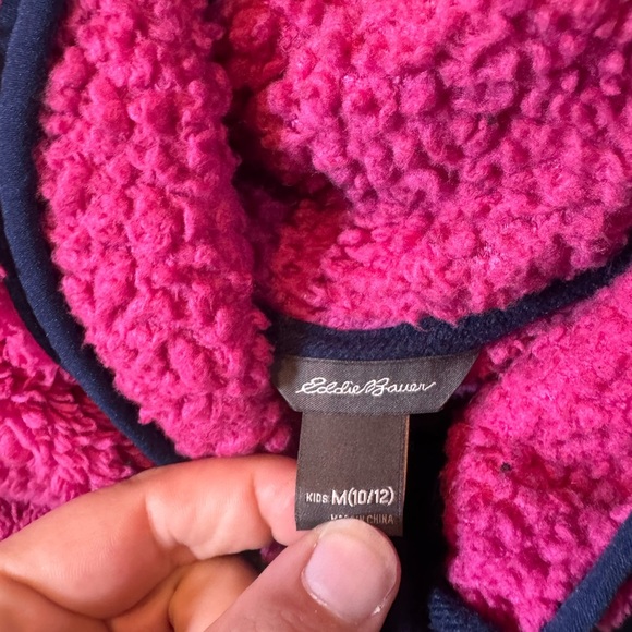Eddie Bauer Pink and Blue Zip Up Sherpa Jacket - Picture 3 of 4